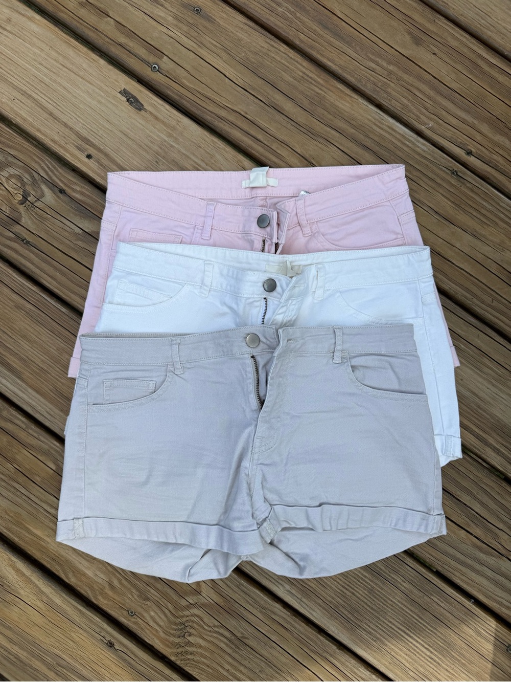 H&M Trio of Women's Jean Shorts - Pink, White, Cream